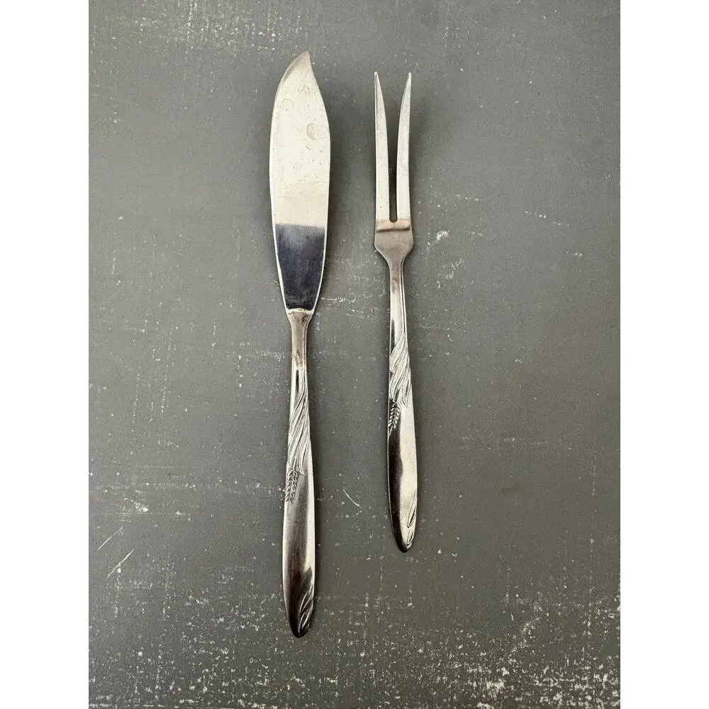 Vintage Evidentide Stainless Japan Wheat Escargot Snail Fork & Fish Knife